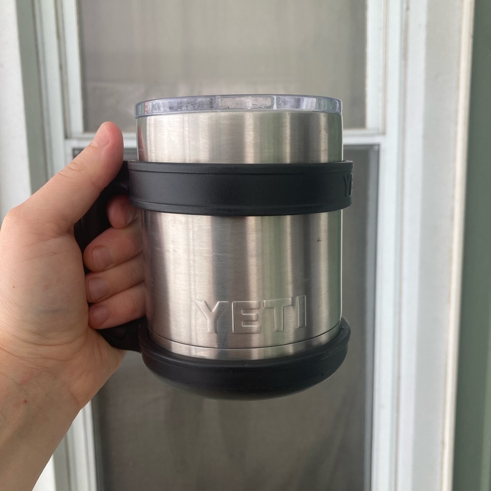 YETI Silver Mug with Black Grip